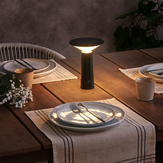 Table Lamp Black Iron Indoor Outdoor Wireless Touch Dimmer Minimalist Home Lighting