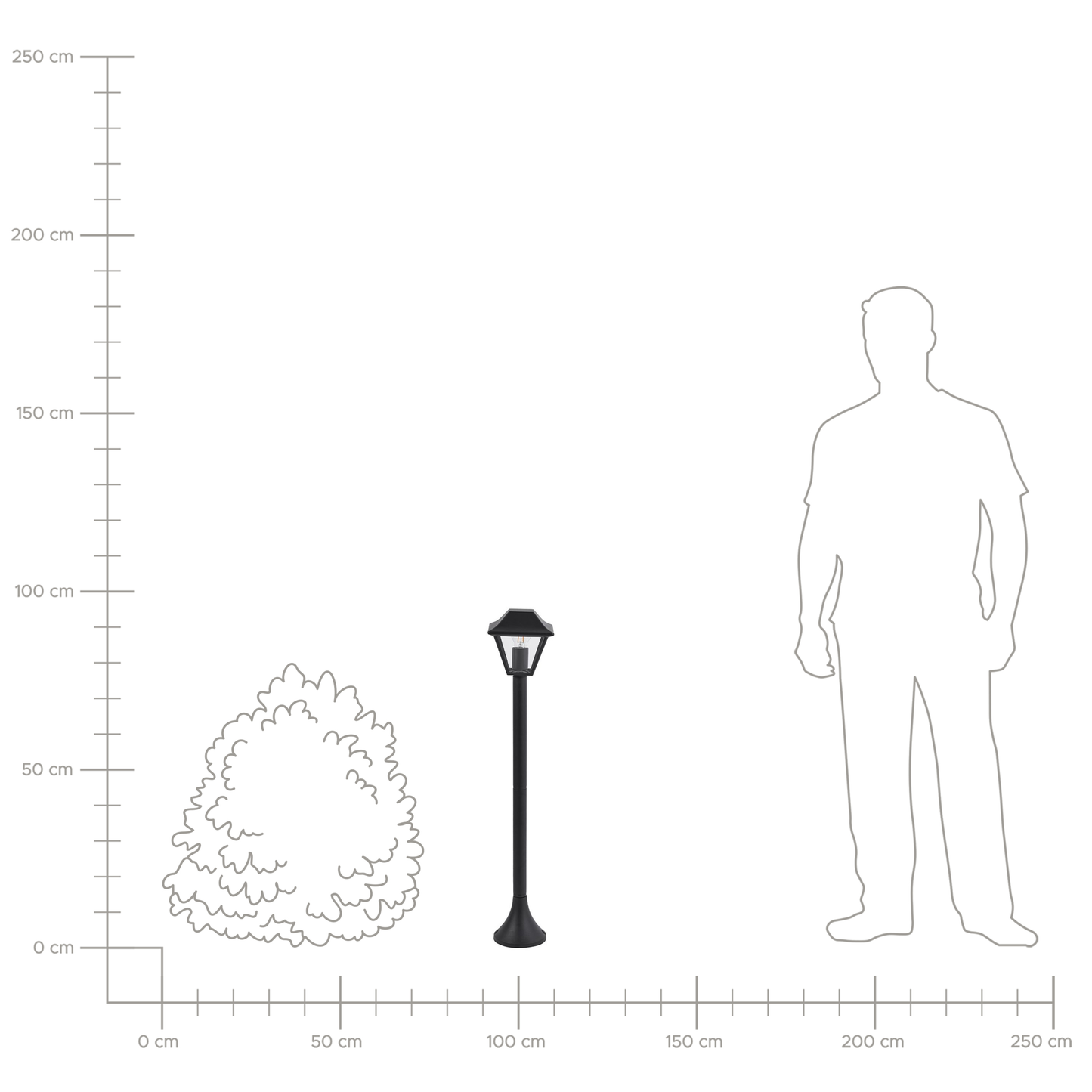 Bollard Light Black Aluminum 94cm Outdoor Path Lamp Modern