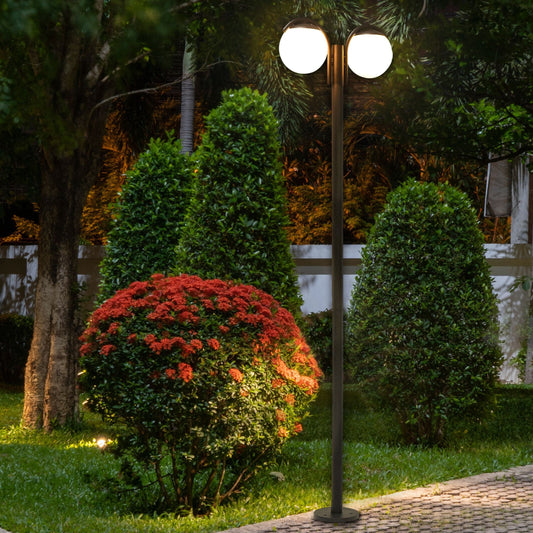 2 Light Black Lamp Post with Aluminium Synthetic Shade