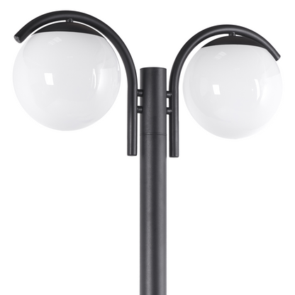 2 Light Black Lamp Post with Aluminium Synthetic Shade