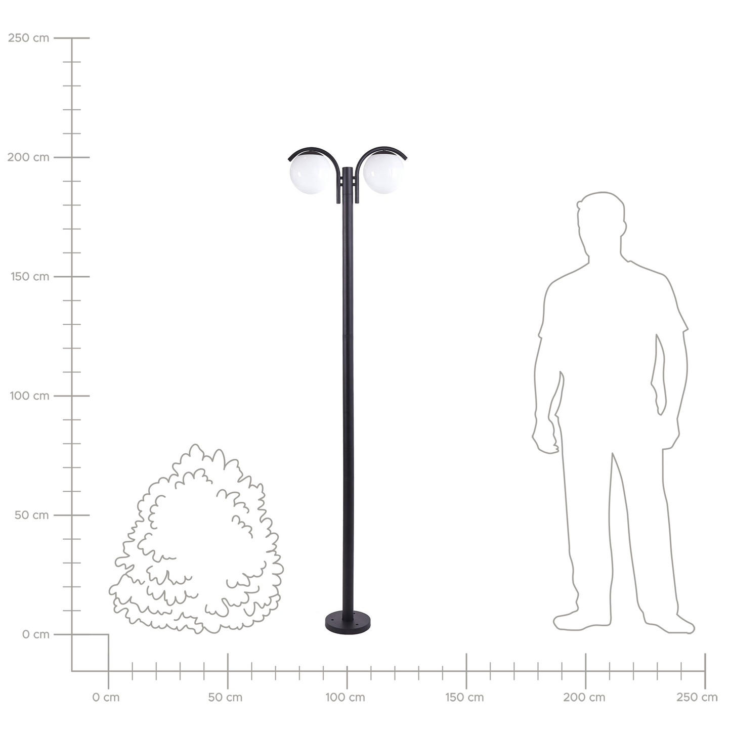 2 Light Black Lamp Post with Aluminium Synthetic Shade