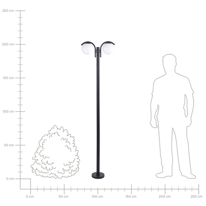 2 Light Black Lamp Post with Aluminium Synthetic Shade
