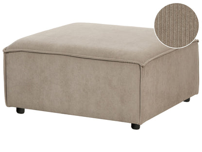 Element Modular Ottoman Light Brown Cord Upholstered Square Footstool Black Legs Modern Style