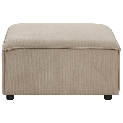 Element Modular Ottoman Light Brown Cord Upholstered Square Footstool Black Legs Modern Style