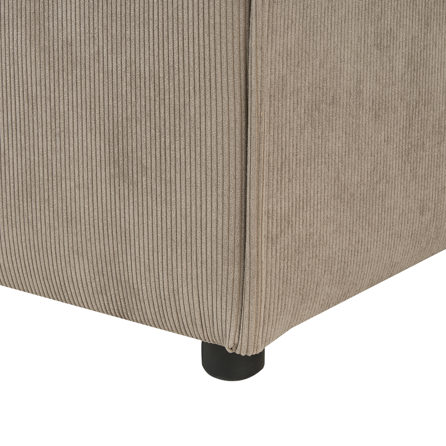 Element Modular Ottoman Light Brown Cord Upholstered Square Footstool Black Legs Modern Style