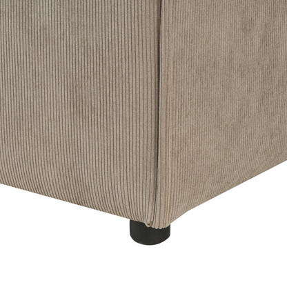 Element Modular Ottoman Light Brown Cord Upholstered Square Footstool Black Legs Modern Style