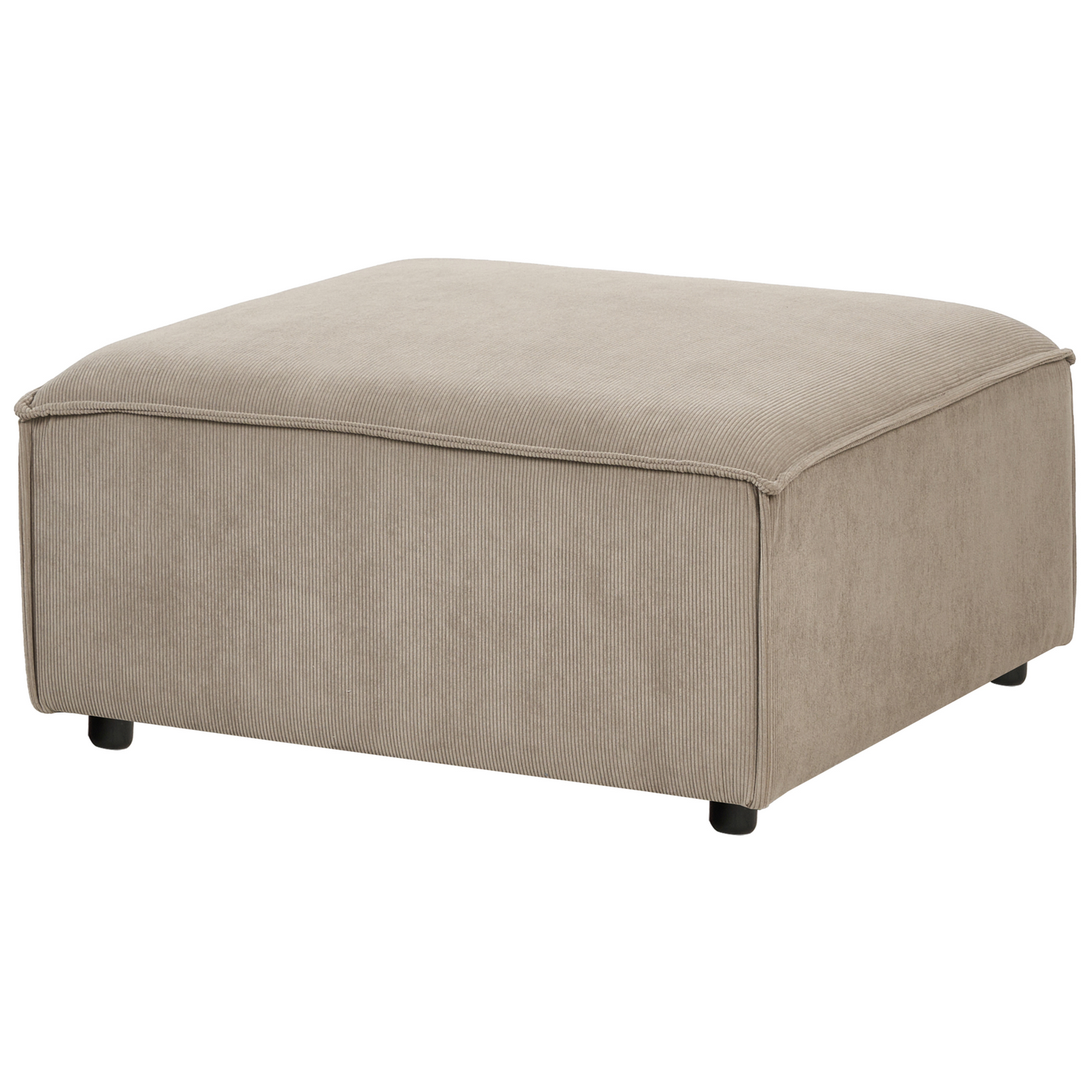 Element Modular Ottoman Light Brown Cord Upholstered Square Footstool Black Legs Modern Style
