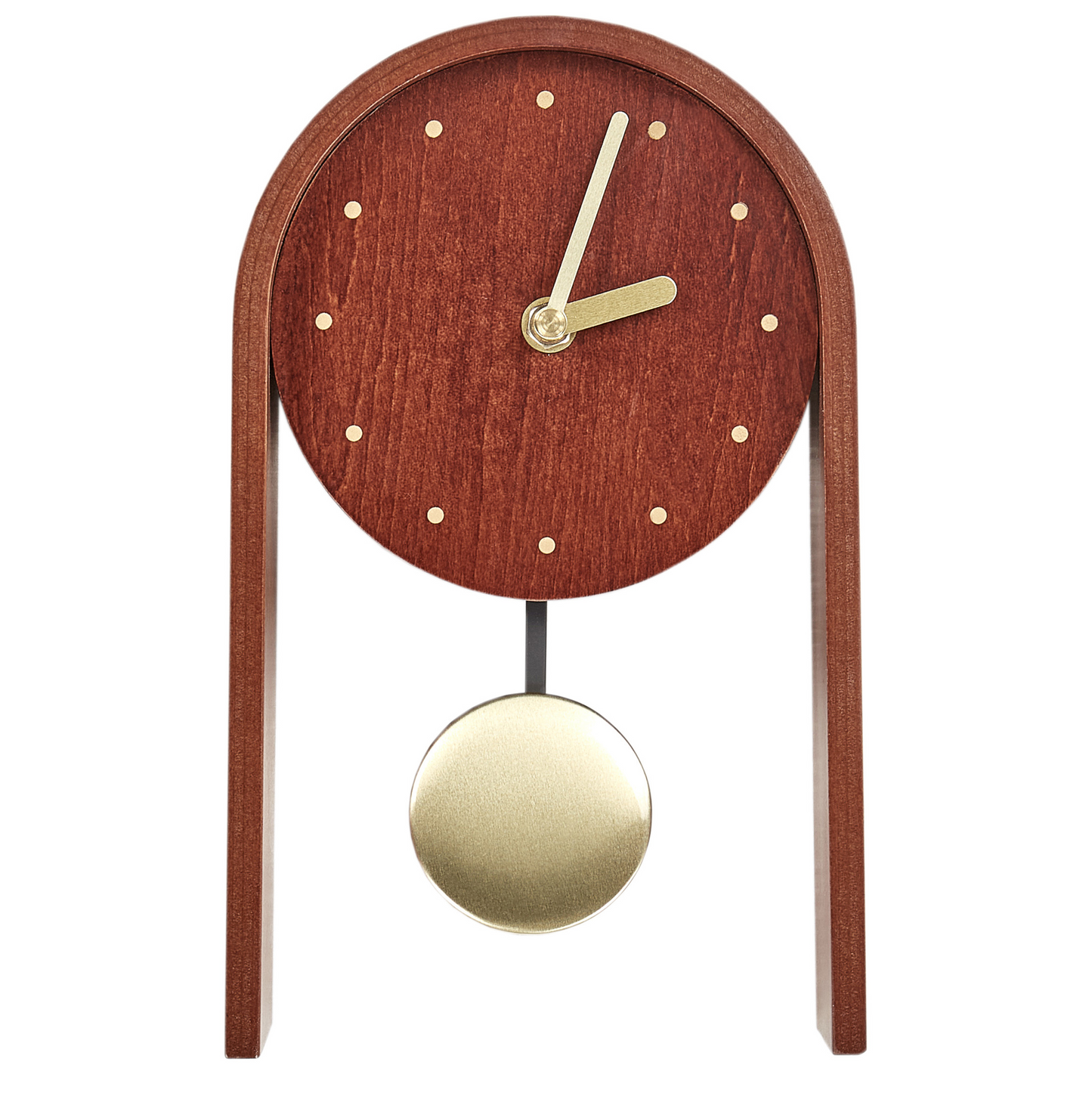 Elara Home Modern MDF Table Clock Round Face Pendulum Brown
