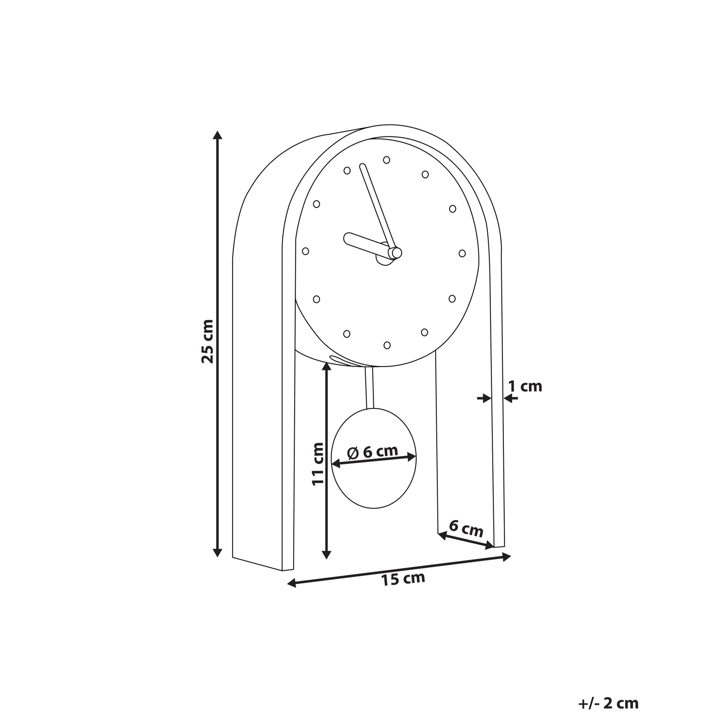 Elara Home Modern MDF Table Clock Round Face Pendulum Brown