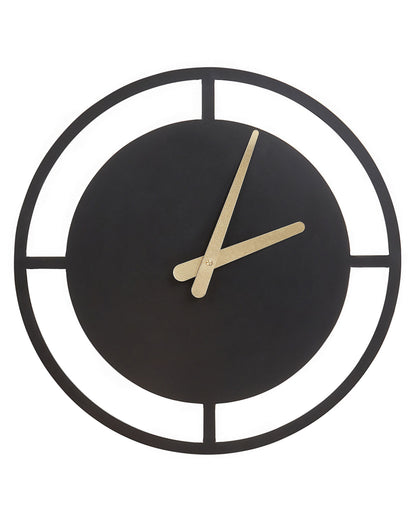 Nexa Home Wall Clock Black Steel 40cm Minimalist Modern Design With Gold Hands Elegant Timepiece