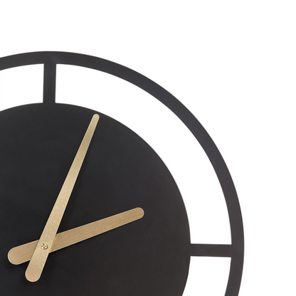 Nexa Home Wall Clock Black Steel 40cm Minimalist Modern Design With Gold Hands Elegant Timepiece