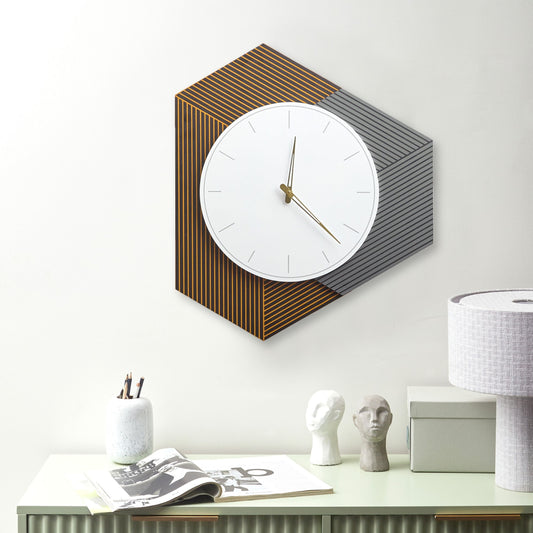 NovaHome Wall Clock White Grey Orange 52x60cm No Numbers Dial
