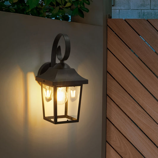 Outdoor Wall Light Black Sconce Matte Modern Design Waterproof Iron Glass Patio Garden