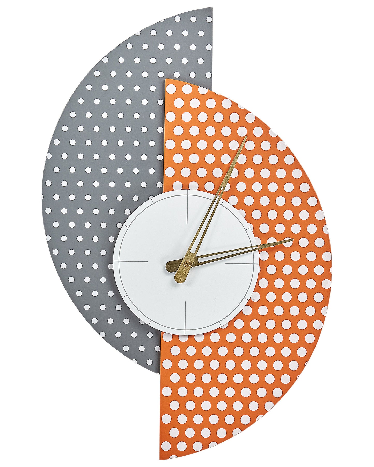Grey And Orange Wall Clock MDF 29x47 Cm Polka Dot Design No Numerals