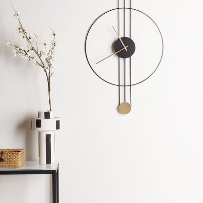 Black Steel Wall Clock 44 x 65cm Modern Minimalist Pendulum Without Numbers Living Room Decor