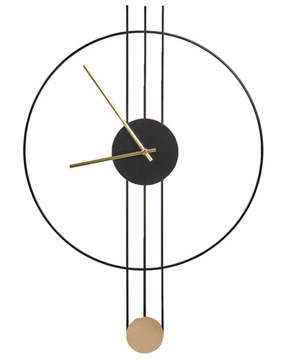 Black Steel Wall Clock 44 x 65cm Modern Minimalist Pendulum Without Numbers Living Room Decor