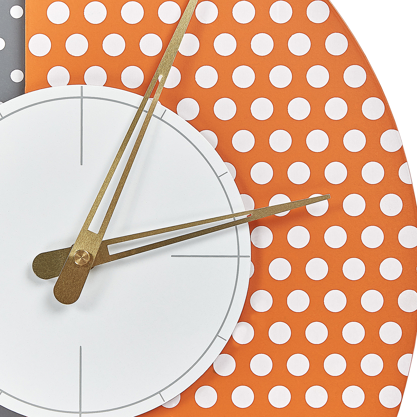 Grey And Orange Wall Clock MDF 29x47 Cm Polka Dot Design No Numerals