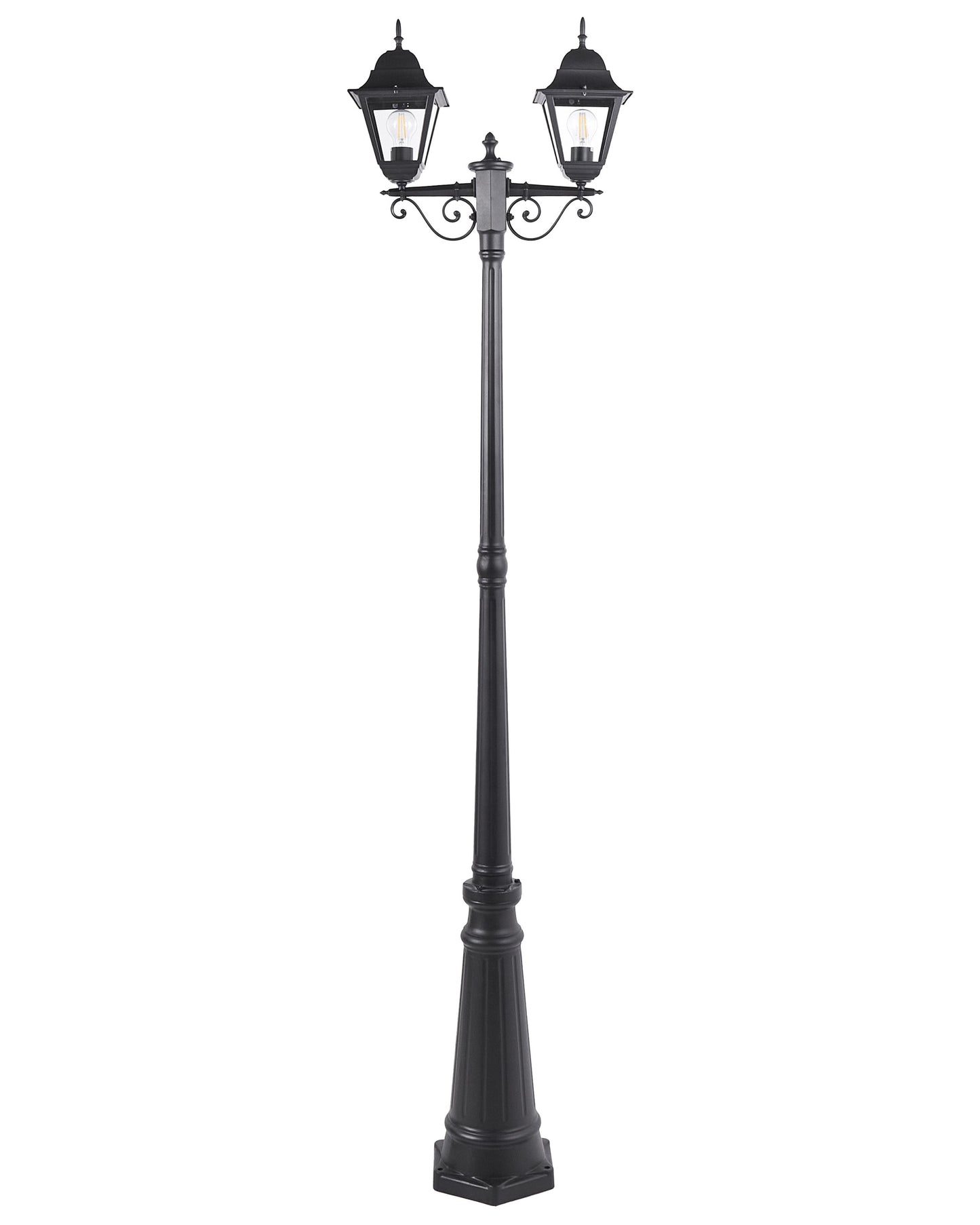 2 Light Black Lamp Post Vintage Aluminium Glass Shade