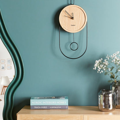 LuminaHome Pendulum Wall Clock Light Brown 20x45 cm MDF Metal