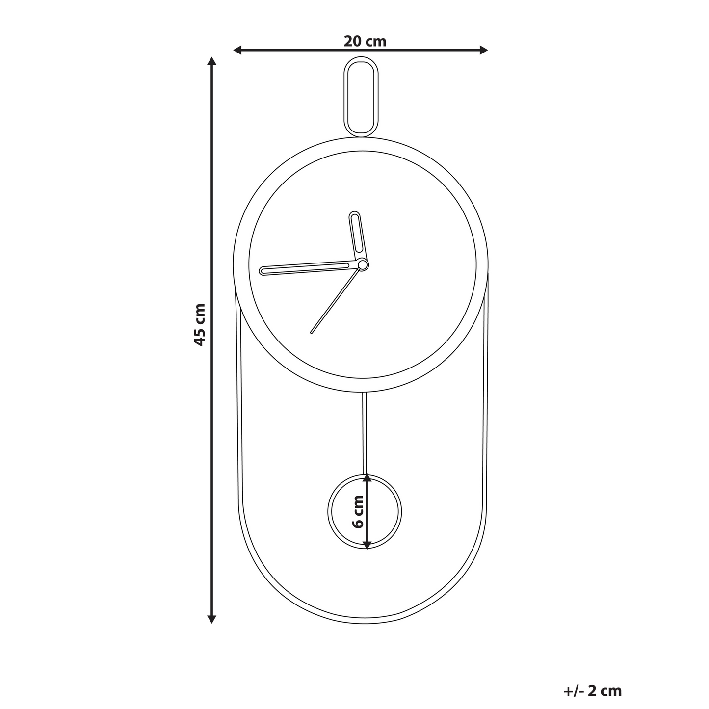 LuminaHome Pendulum Wall Clock Light Brown 20x45 cm MDF Metal