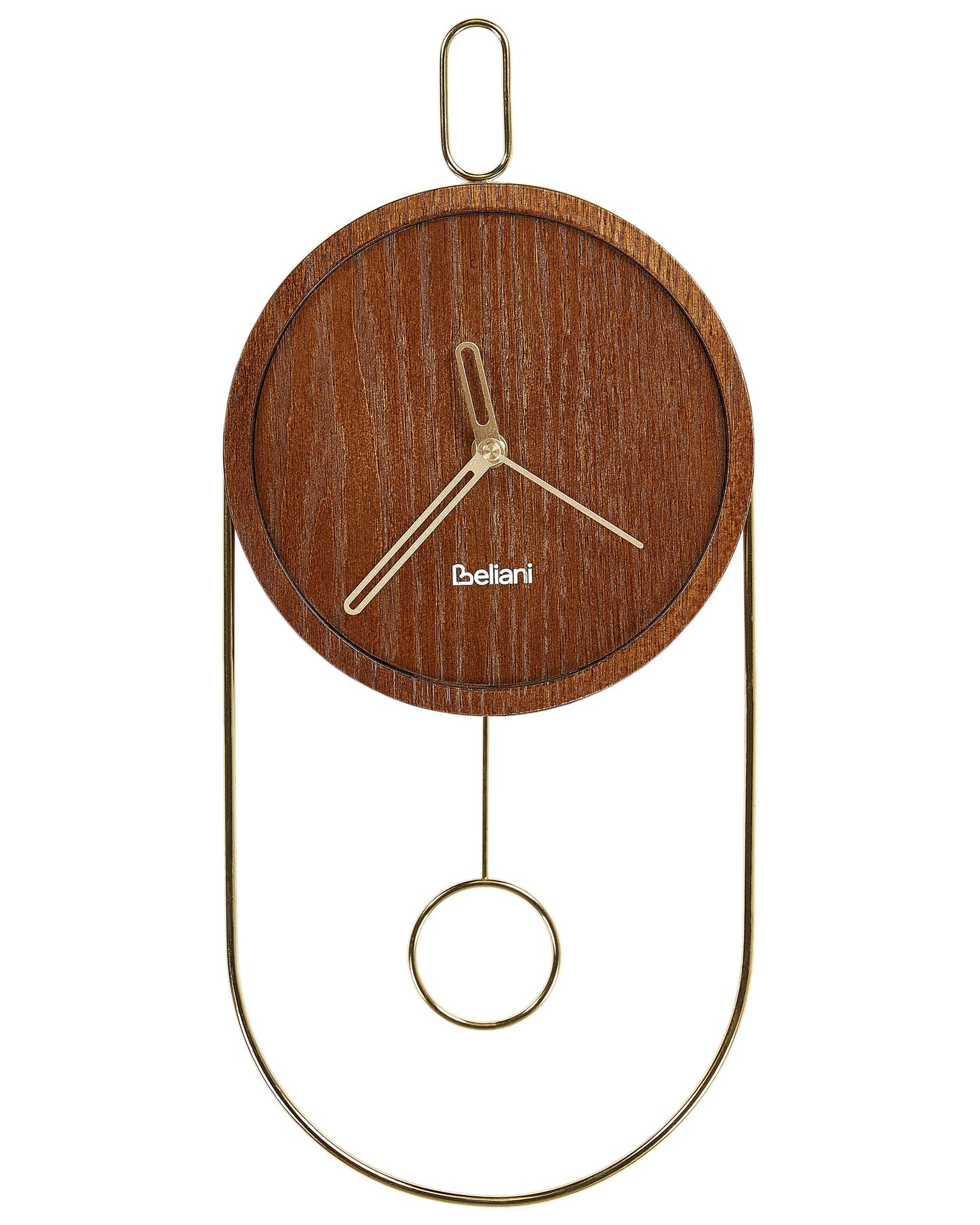 Timberline Home Dark Brown MDF Metal Wall Clock 20 x 45 cm Pendulum Minimalist Design