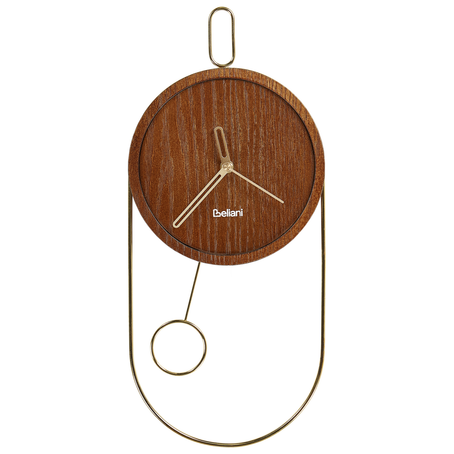 Timberline Home Dark Brown MDF Metal Wall Clock 20 x 45 cm Pendulum Minimalist Design