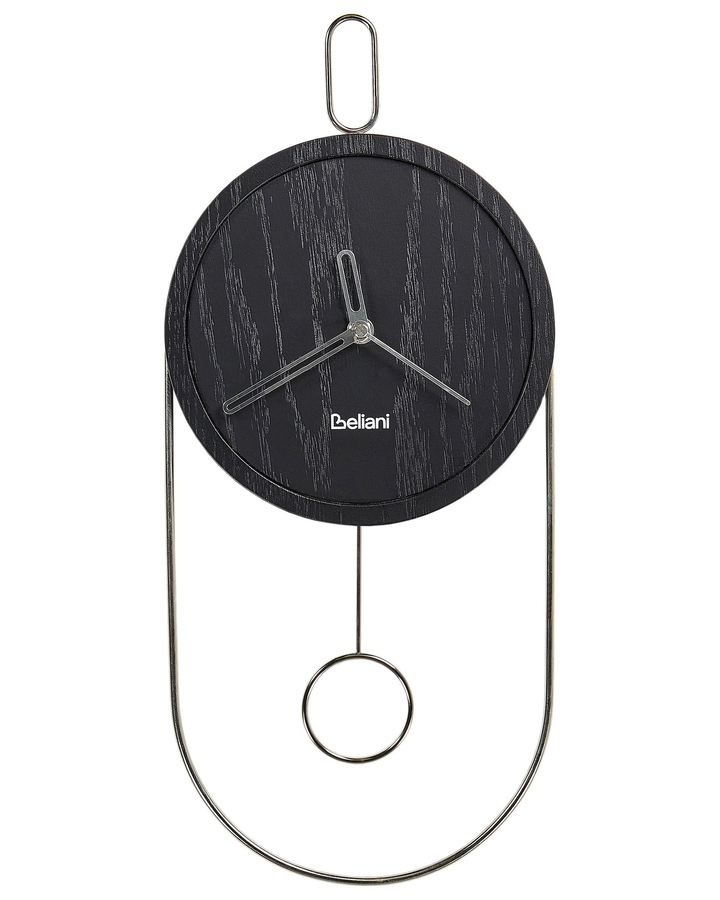 NovaLiving Wall Clock Black MDF Metal 20 x 45 cm Pendulum No Numbers