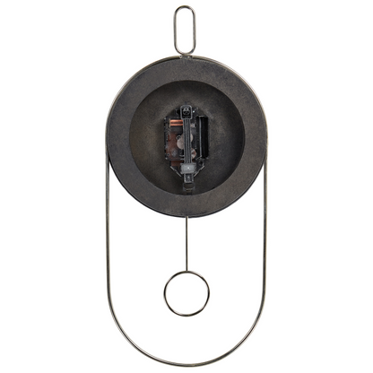 NovaLiving Wall Clock Black MDF Metal 20 x 45 cm Pendulum No Numbers