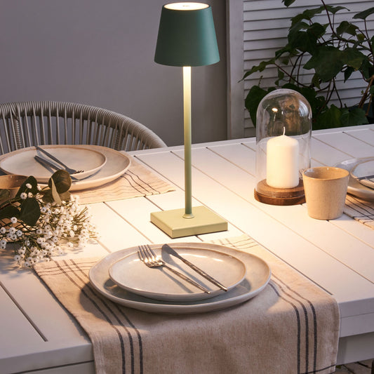 Green Aluminium Table Lamp Indoor Outdoor With Touch Switch USB Charging Wireless