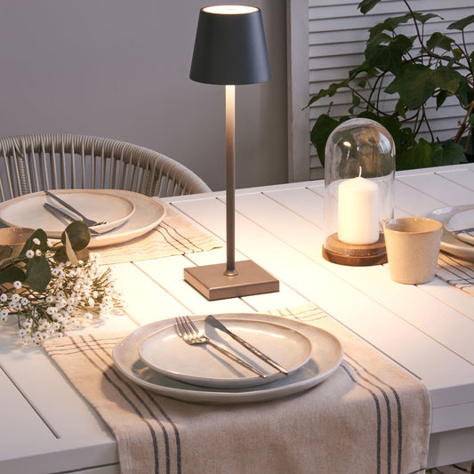 Table Lamp Dark Grey Aluminium Wireless Indoor Outdoor With Touch Switch USB Charging
