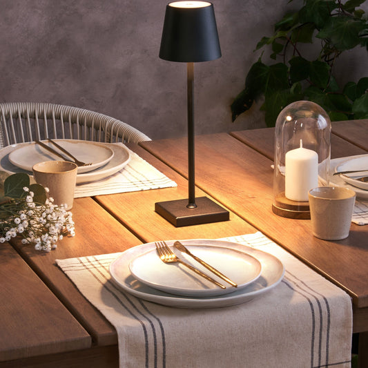 Table Lamp Black Aluminium Outdoor Touch Switch Wireless