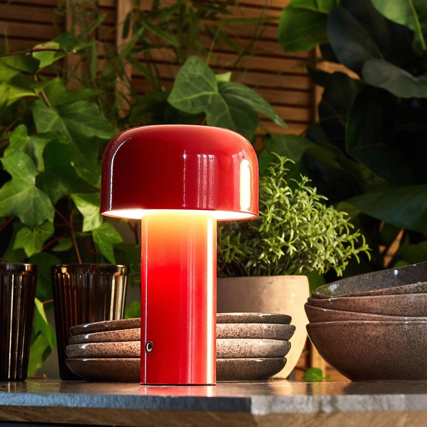 Red Wireless Table Lamp With Touch Dimmer And 3 Modes