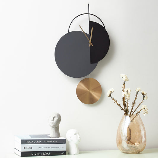 Clocks Wall Clock Minimalist Grey Black Gold Pendulum 32 x 60