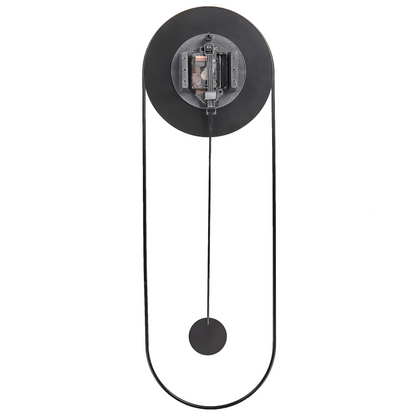 Wall Clock Black Steel Minimalist Pendulum 20 x 62cm No Numbers Living Room Decor