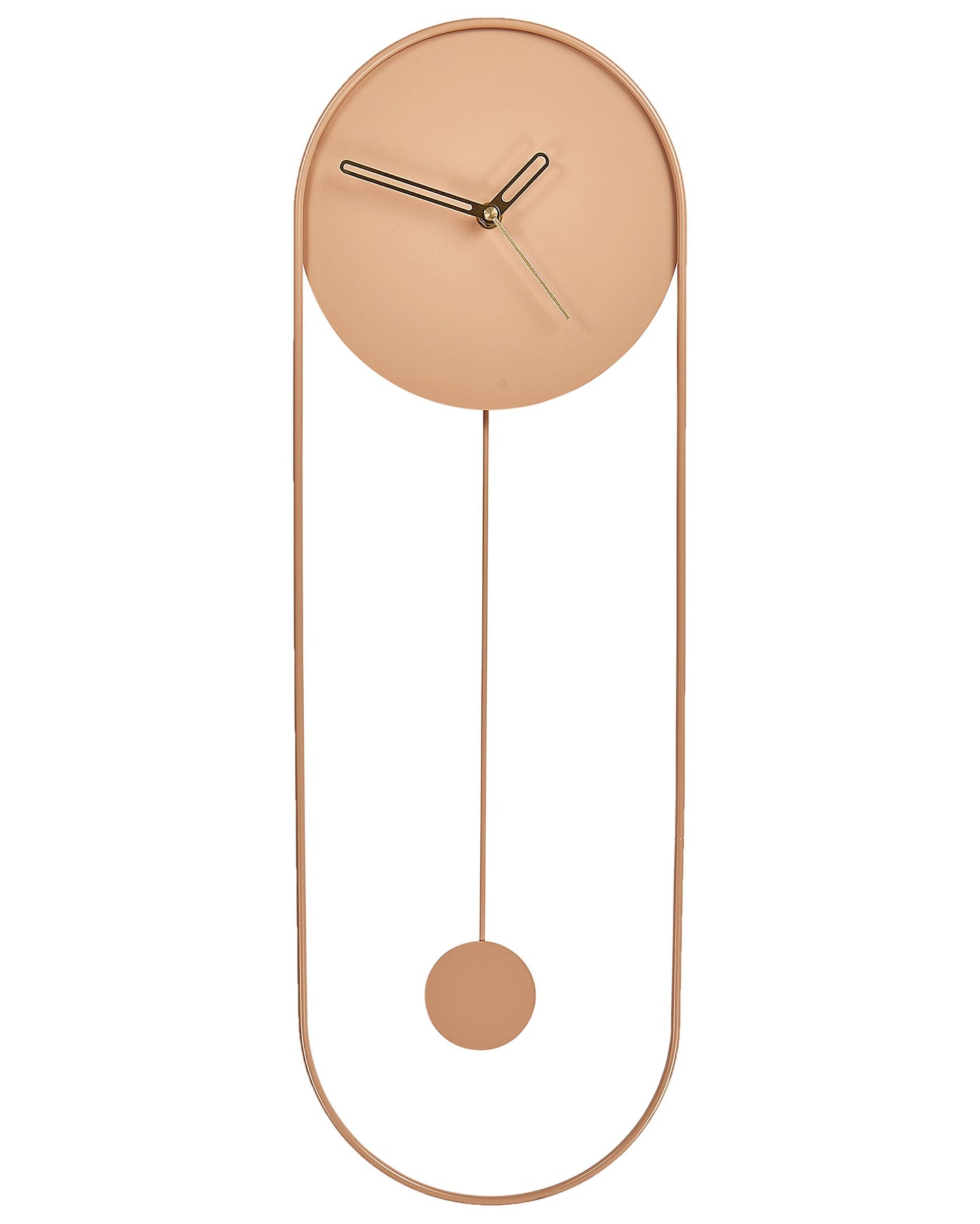 Pink Wall Clock No Numerals 20 x 62cm Oval Pendulum
