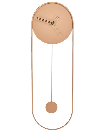 Pink Wall Clock No Numerals 20 x 62cm Oval Pendulum