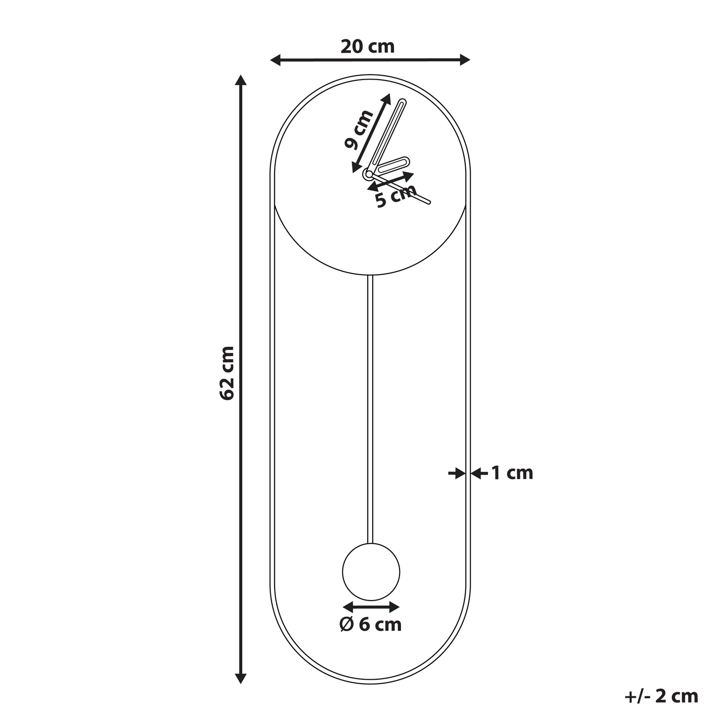 Pink Wall Clock No Numerals 20 x 62cm Oval Pendulum