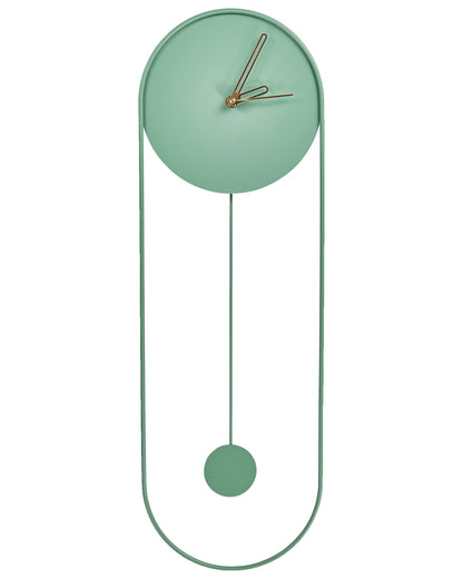 Wall Clock Light Green Steel Minimalist Pendulum 20 x 62cm
