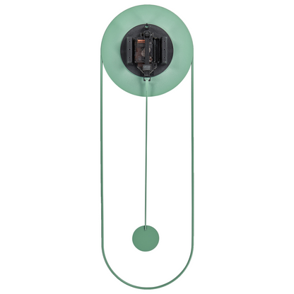 Wall Clock Light Green Steel Minimalist Pendulum 20 x 62cm