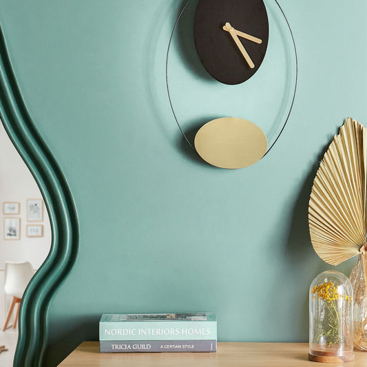 Wall Clock Black Gold Minimalist 31 x 45cm