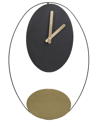 Wall Clock Black Gold Minimalist 31 x 45cm