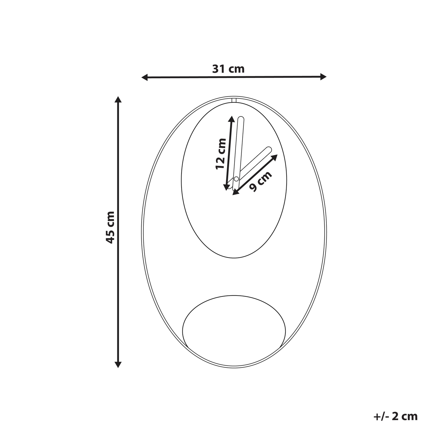 Wall Clock Black Gold Minimalist 31 x 45cm