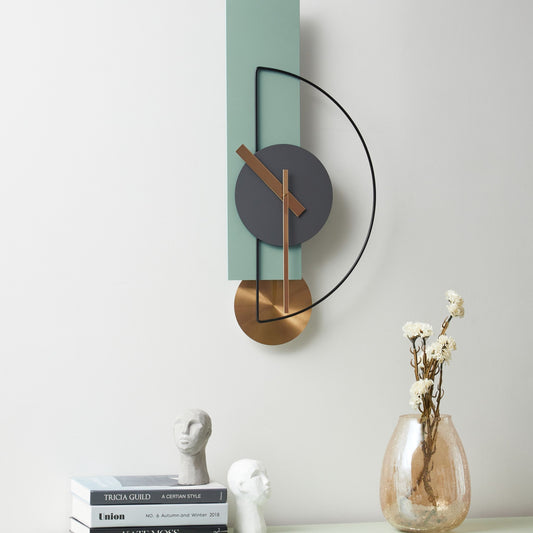 Green Wall Clock 31 x 63cm Minimalist Metal No Numbers
