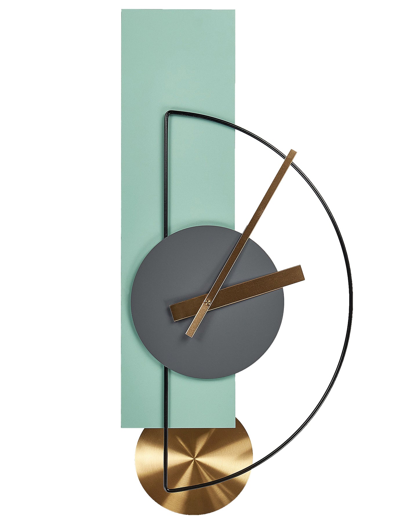 Green Wall Clock 31 x 63cm Minimalist Metal No Numbers