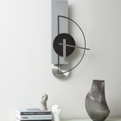 Grey Steel Wall Clock 31 x 63cm Modern Minimalist No Numbers