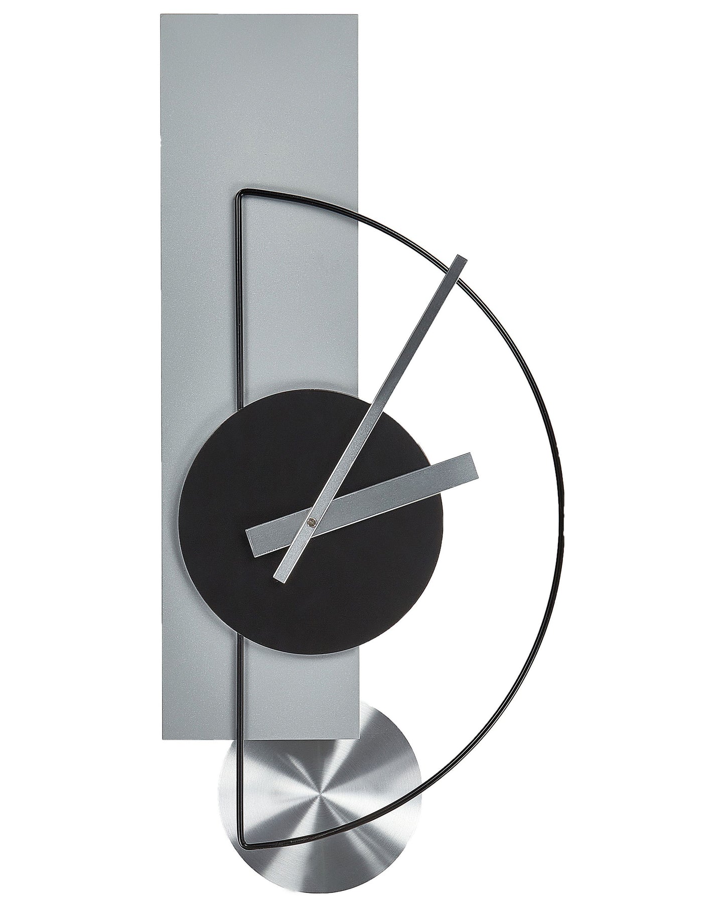 Grey Steel Wall Clock 31 x 63cm Modern Minimalist No Numbers