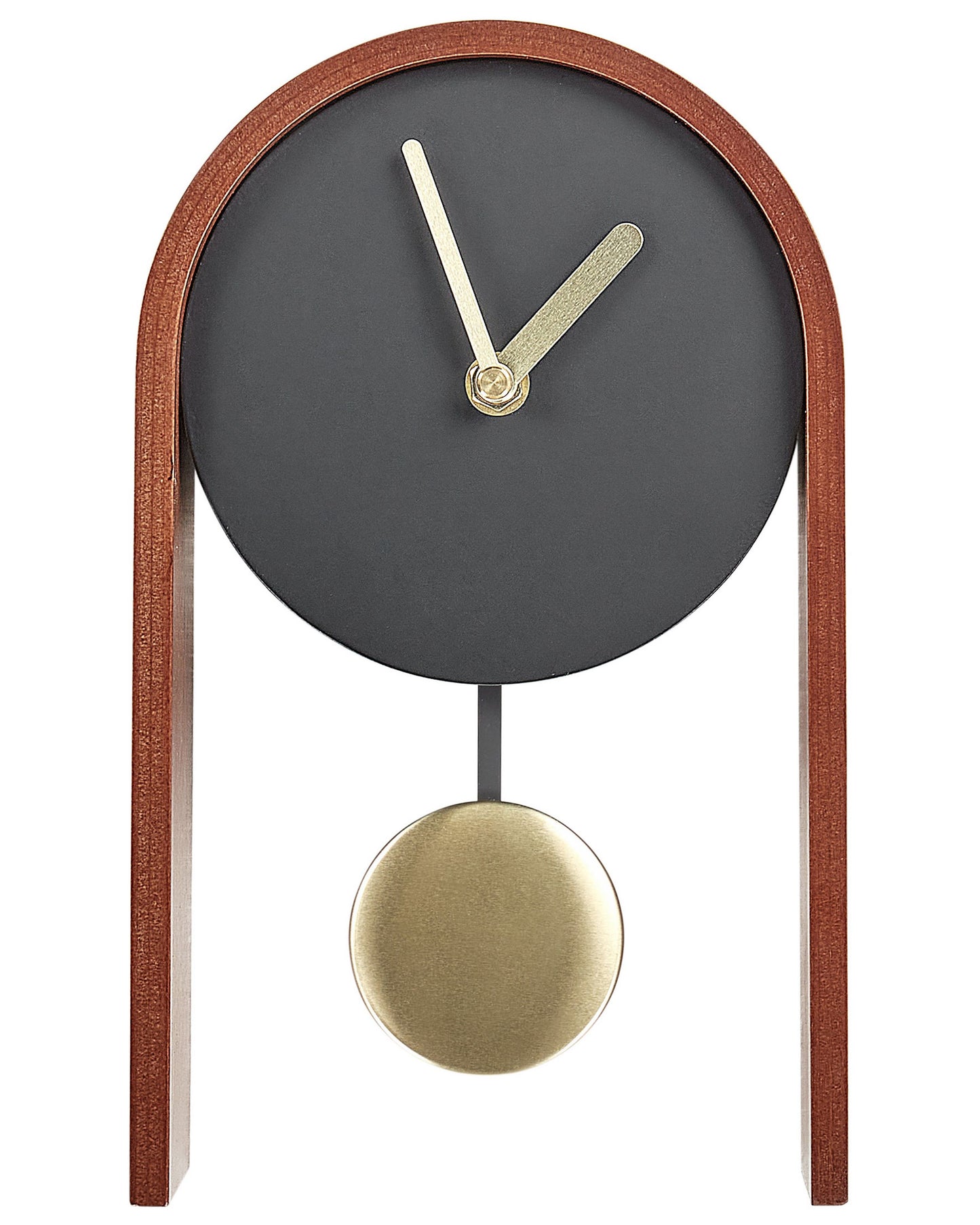 Luxe Table Clock Decoration Black MDF With Gold Pendulum