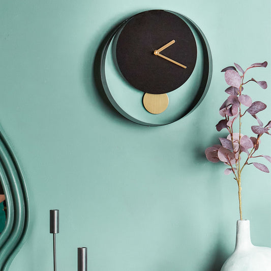 Black Gold 30cm Wall Clock Minimalist No Numerals