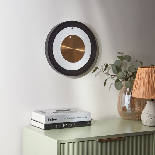 Aurelia Home Wall Clock 30cm Minimalist Black White Gold Accent