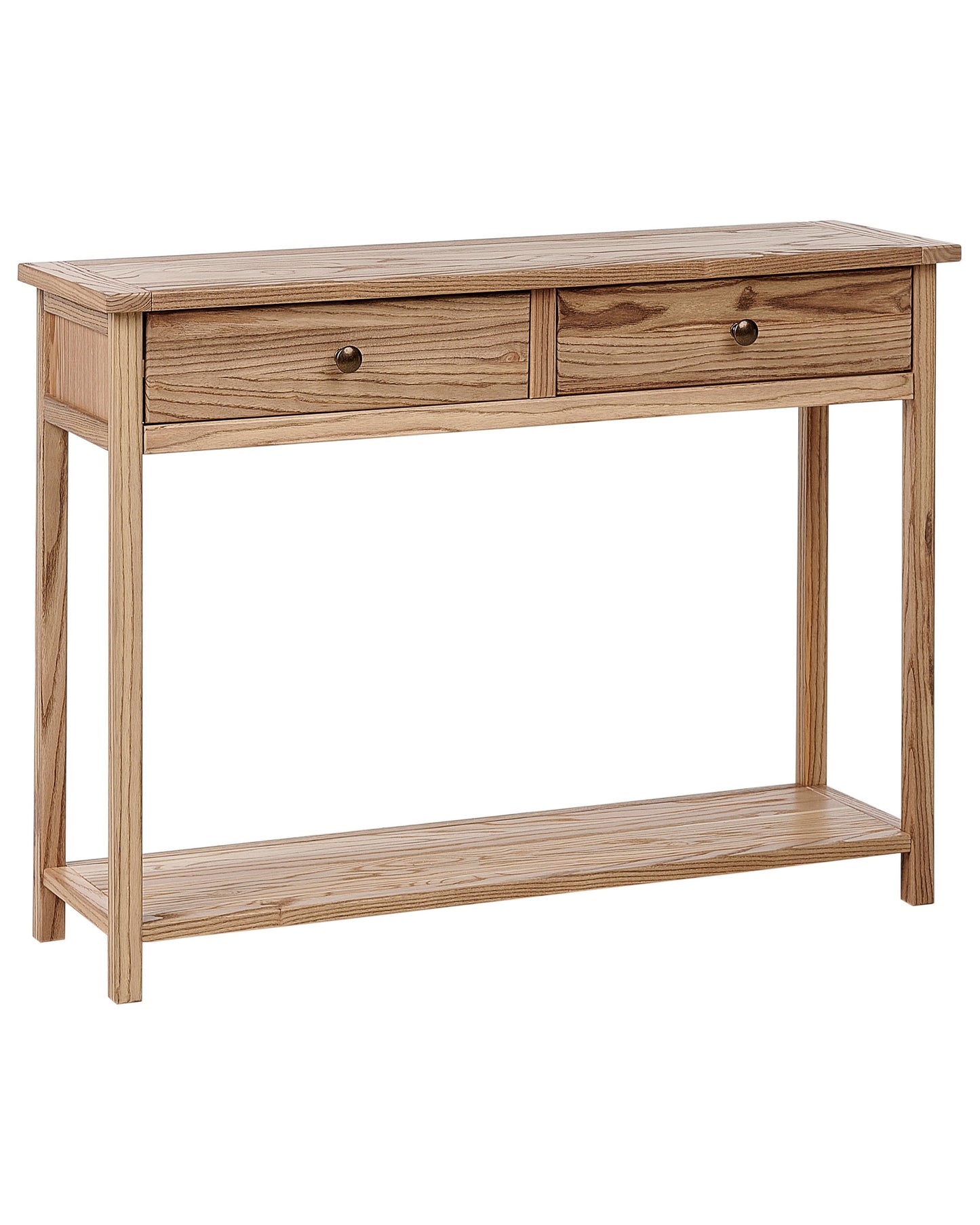 Rustic Console Table Light Natural Wood 100 x 31cm With 2 Drawers Hallway Furniture